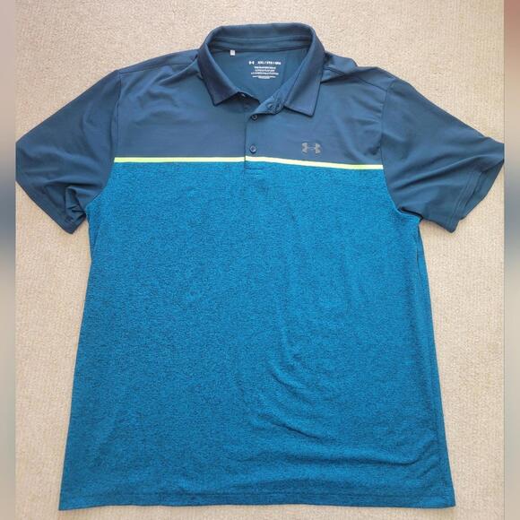 Under Armour Playoff Blue And Teal Polo Shirt XXL (AT-02) - Picture 5 of 7